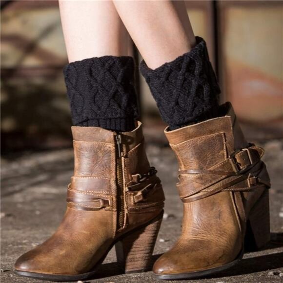 4 Pairs Women's Winter Warm Crochet Knitted Boot Cuff Sock Short Leg Warmers - Picture 2 of 6